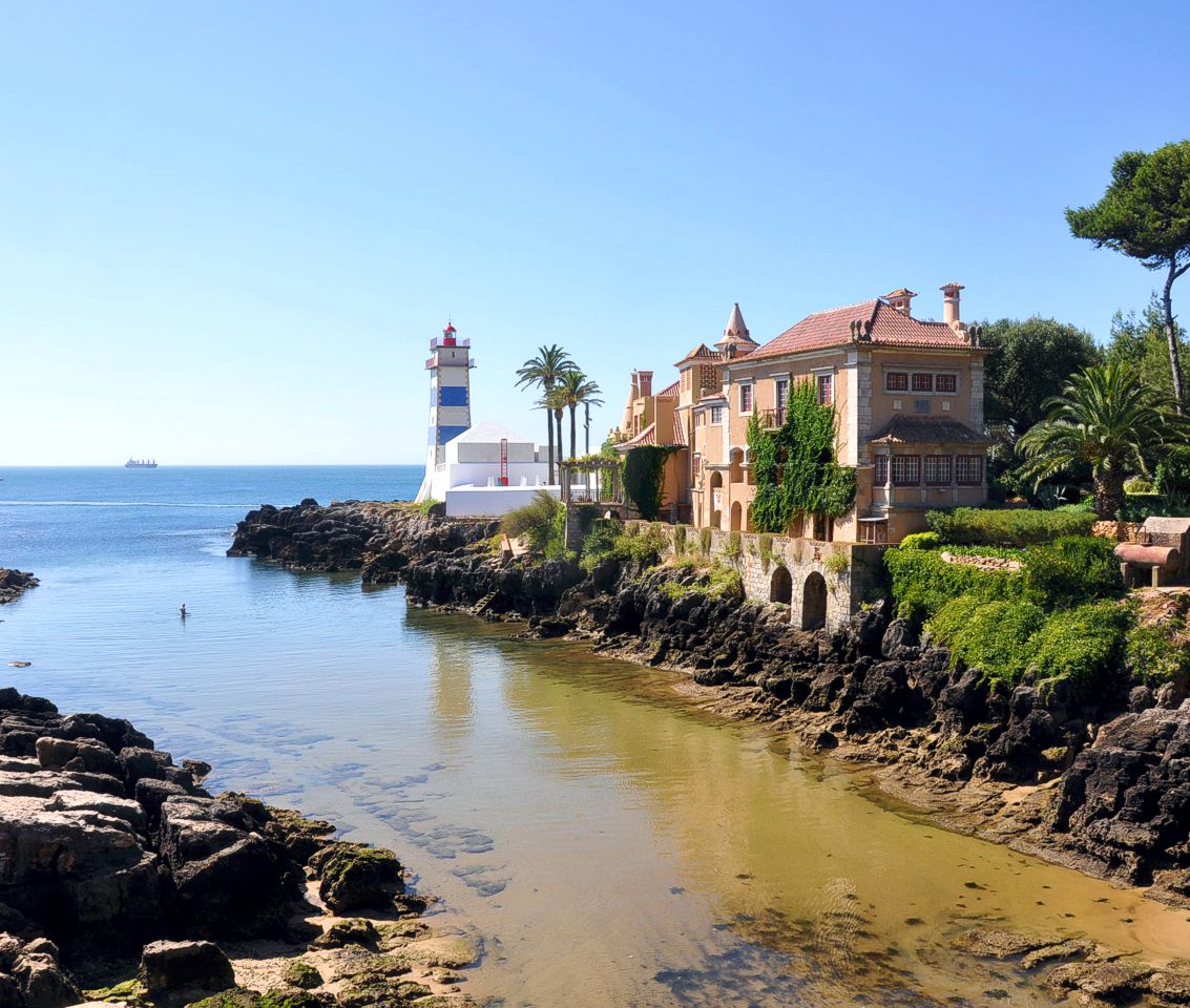 Plage de Santa Marta à marée basse, Cascais, Portugal