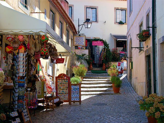 Shops in the streets of the historic centre of Sintra